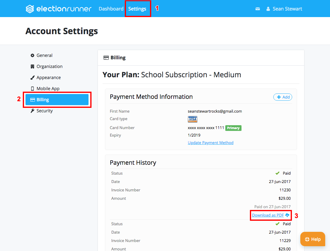 Download Election Runner Subscription Receipt Invoice
